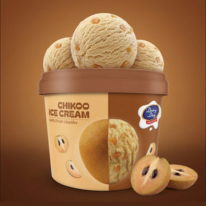 Chiku Ice Cream with Fruit Chunks