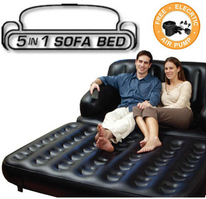 SWAMIT PVC 3 Seater Inflatable Sofa Inflatable Lounger Black PU