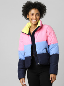 Pastel color deals block puffer jacket