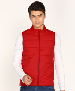 Red sleeveless jacket mens online