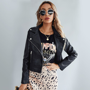 Kota crop faux new arrivals leather jacket