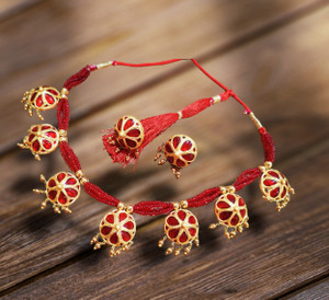 Aparajita Silver Gold plated Red Jewellery Set Price in India Buy Aparajita Silver Gold plated Red Jewellery Set Online at Best Prices in India Flipkart