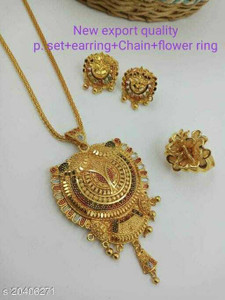 GLOBAL JEWELERY Brass Gold plated Gold Jewellery Set Price in