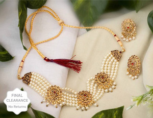 White moti gold shop necklace