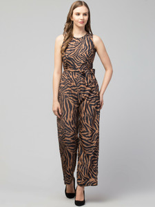 Orange animal print jumpsuit clearance