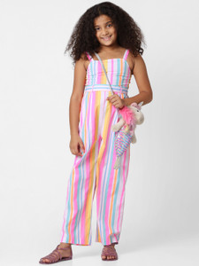 Striped jumpsuit for girls clearance