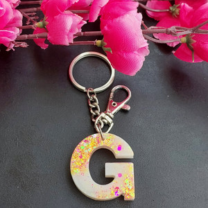 INFINITO ARTS AND CRAFTS Letter G Alphabet Resin KeyChain for Bag