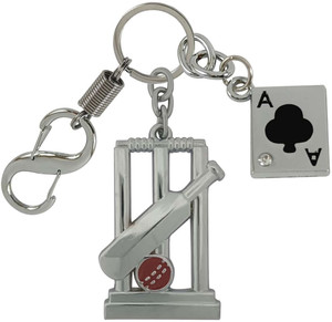 Cricket bat and ball keychain top