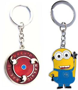 ShopTop Naruto spinning rotating keychain and Minion metal key