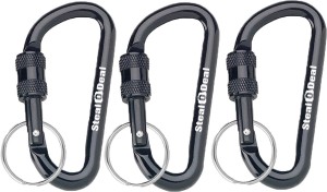 StealODeal Black Carabiner Aluminum with Keyring (Pack of 3) Key Chain