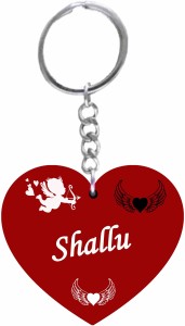 MorFex Shallu Name Beautiful Heart Shape Arclic Wood Keychain