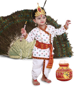 Raj Fancy Dresses Radha and krishna Dress for Kids with Jewellery