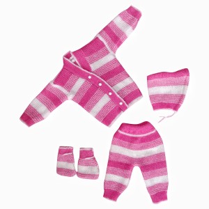 Kidmart Fashion Baby Boys & Baby Girls Casual Sweater Pyjama, Cap, Mitten