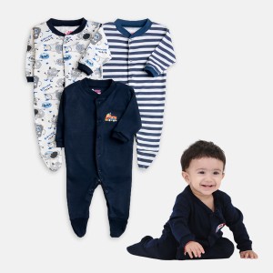 Baby Story Romper For Baby Boys & Baby Girls Striped Cotton Blend