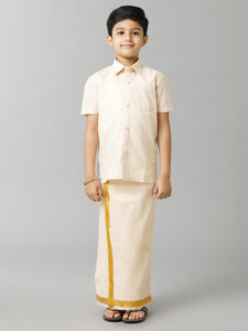 Ramraj Cotton Boys Festive Party Shirt Dhoti Set Price in