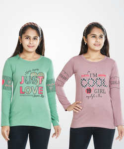 Te Purple Girls Typography Pure Cotton Regular T Shirt Round Neck Flipkart