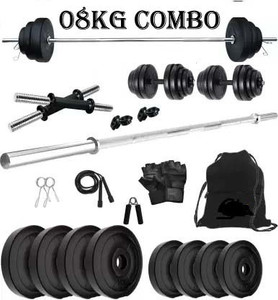 Rivia 8 Kg Home Gym set with Straight Rod Accessories Home Gym