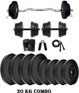 APTITUDE 20KG PVC Weight Plates 2 Dumbbell Rods 14 inch
