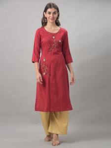 Dollar Missy Women Self Design Straight Kurta - Buy Dollar Missy