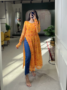 Front cut kurti best sale with jeans flipkart