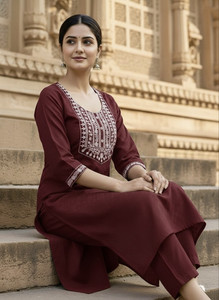 WULAMIA Women Embroidered Kurta