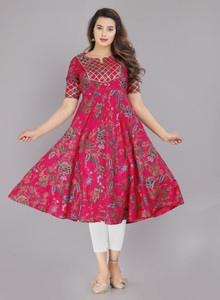Amourfebrics Women Floral Print Anarkali Kurta Buy Amourfebrics