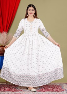 White anarkali dress outlet flipkart