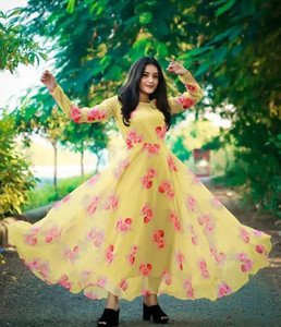 Yellow pink dress sales