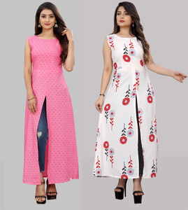 Hiral Creation Women Printed Polka Print Frontslit Kurta Flipkart