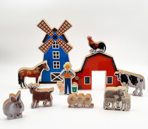 Melissa & doug wooden farm & on sale tractor play set