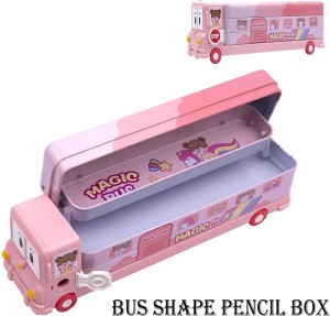 School Bus Metal Pencil Box - Color & Design Assorted