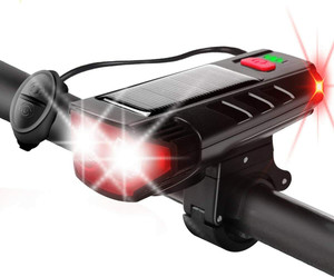 DSTECHBAR Cycle Solar Headlight and Horn 120db 300 Lumens