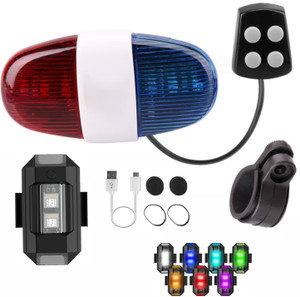 DSTECHBAR Bicycle Police Light And Horn With 30 Modes Taillight