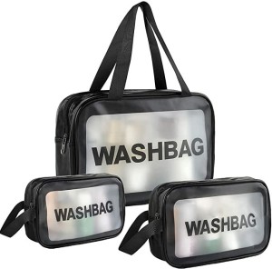 PAVITYAKSH WASH BAG SET OF 3 PCS Waterproof PVC Cosmetic Bags