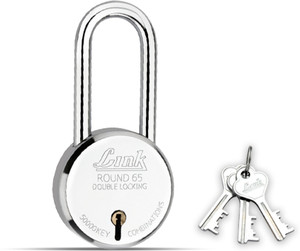 65mm New Round Long Shackle| Steel Body | Brass Lever | Made In India Padlock