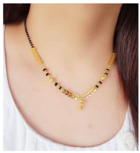 Jewar Mandi JewarHaat Mangalsutra Gold Plated Leaf Patti Design Black Crystal Beaded Chain Brass Mangalsutra Price in India Buy Jewar Mandi JewarHaat Mangalsutra Gold Plated Leaf Patti Design Black Cr...