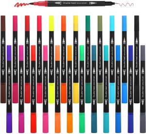 Vitoler Colored Markers Dual Tip Brush Pens,Fine Tip Markers & Fine Point  Art Pens for Kid Adult Coloring Drawing Planner Art Craft Supplies (24  Brush