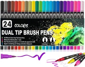 DOMS 14 Shades Brush Pen Box Pack Brush Tip Nib