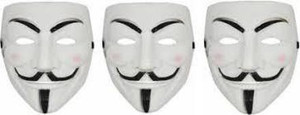 yubirth v for vendetta solid stylish party mask pack of 3 Decorative Mask