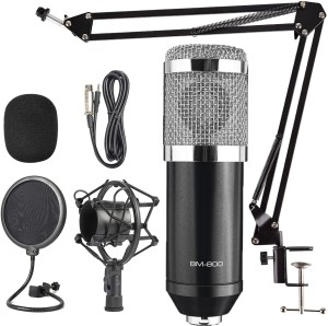 bm-800 microphone BM-800 Professional Studio Broadcasting Recording  Condenser Microphone with Mount and Stand (Black and Silver)