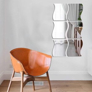 3D Wavy Mirror Wall Stickers, 6PCS Mirror Art DIY Home Decorative Acrylic  Mirror Wall Sheet Plastic Mirror Tiles for Home Living Room Bedroom Sofa TV