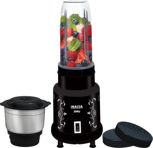Inalsa Nutri Mixer - Jiffy| Grinder & Blender | Powerful 400W Motor | Multipurpose Jar 400 Juicer Mixer Grinder (2 Jars, Black)