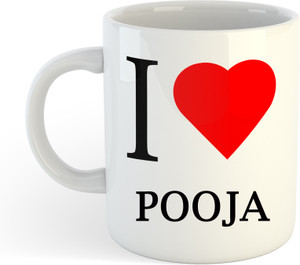 SHREENKRAFT Name Pooja I love You White Ceramic Best Printed Coffee and Tea  Gift Ceramic Coffee Mug Price in India - Buy SHREENKRAFT Name Pooja I love  You White Ceramic Best Printed