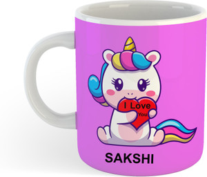 jahancraft Name Sakshi Unicorn Cartoon White Ceramic Best