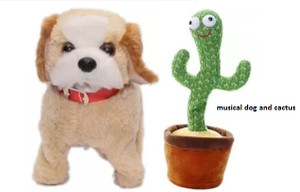 Bark n Bites Cactus Toy Record Your Sound Back Flip Jumping Dog