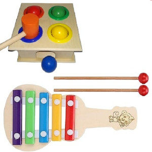 ShopiMoz Combo Pack Wooden Hammer Ball Xylophone 5 Node Best Musical Toy For Kids Combo Pack Wooden Hammer Ball Xylophone 5 Node Best Musical Toy For Kids