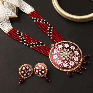 Buy Steorra Jewels Multicolor Gold Plated Long Kundan Jewellery Set for Women Gold plated Plated Alloy Necklace Set Online at Best Prices in India Flipkart