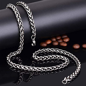 Minprice Pure Stainless Steel Silver Round 6mm Thick Necklace