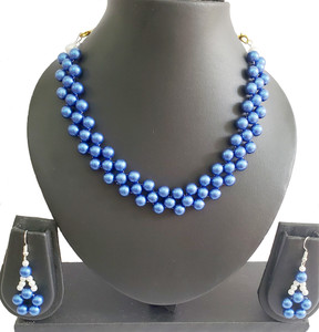 Royal blue cheap pearl necklace