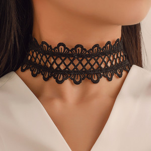 Black fabric choker necklace on sale